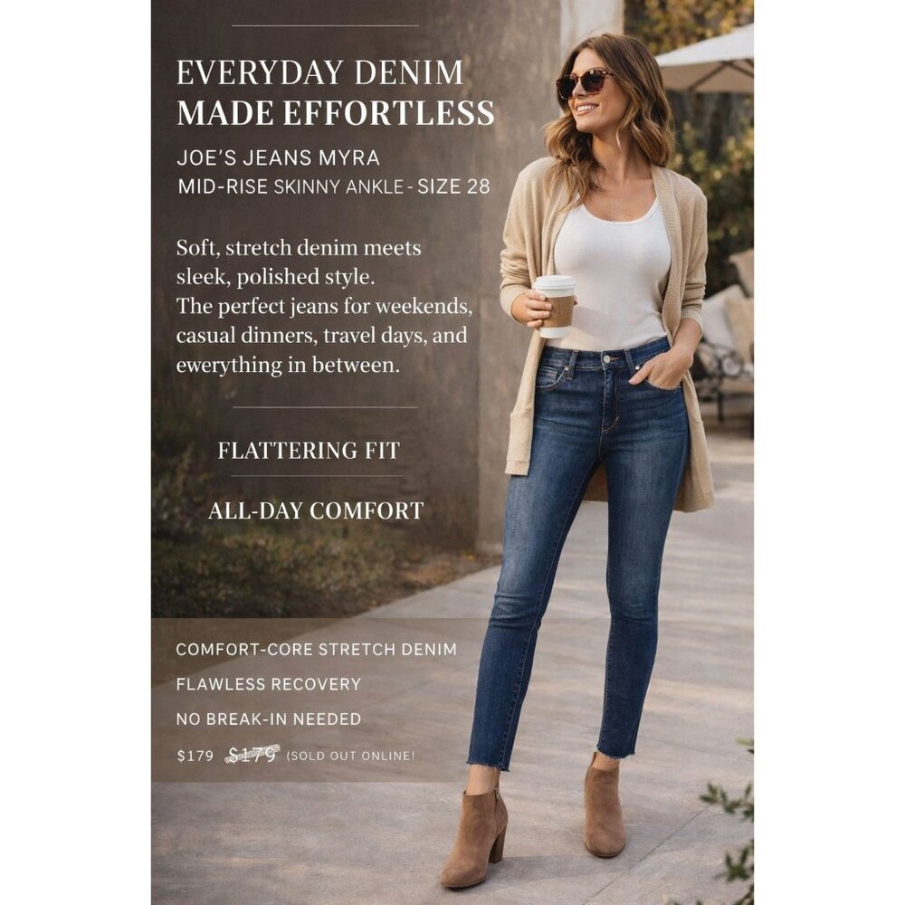 Polished Everyday Joe’s Jeans Skinny Ankle | Comfortcore Stretch Denim | 28 |EUC